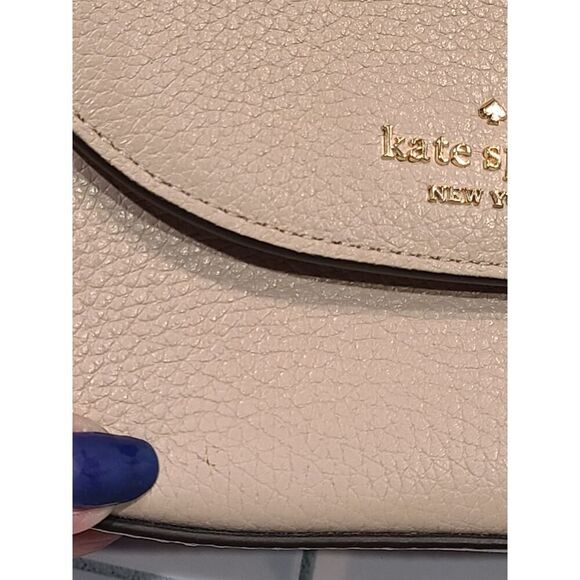 Kate Spade Leila Mini Flap Crossbody Warm Beige Leather, Adjustable Strap | EUC - Picture 15 of 16